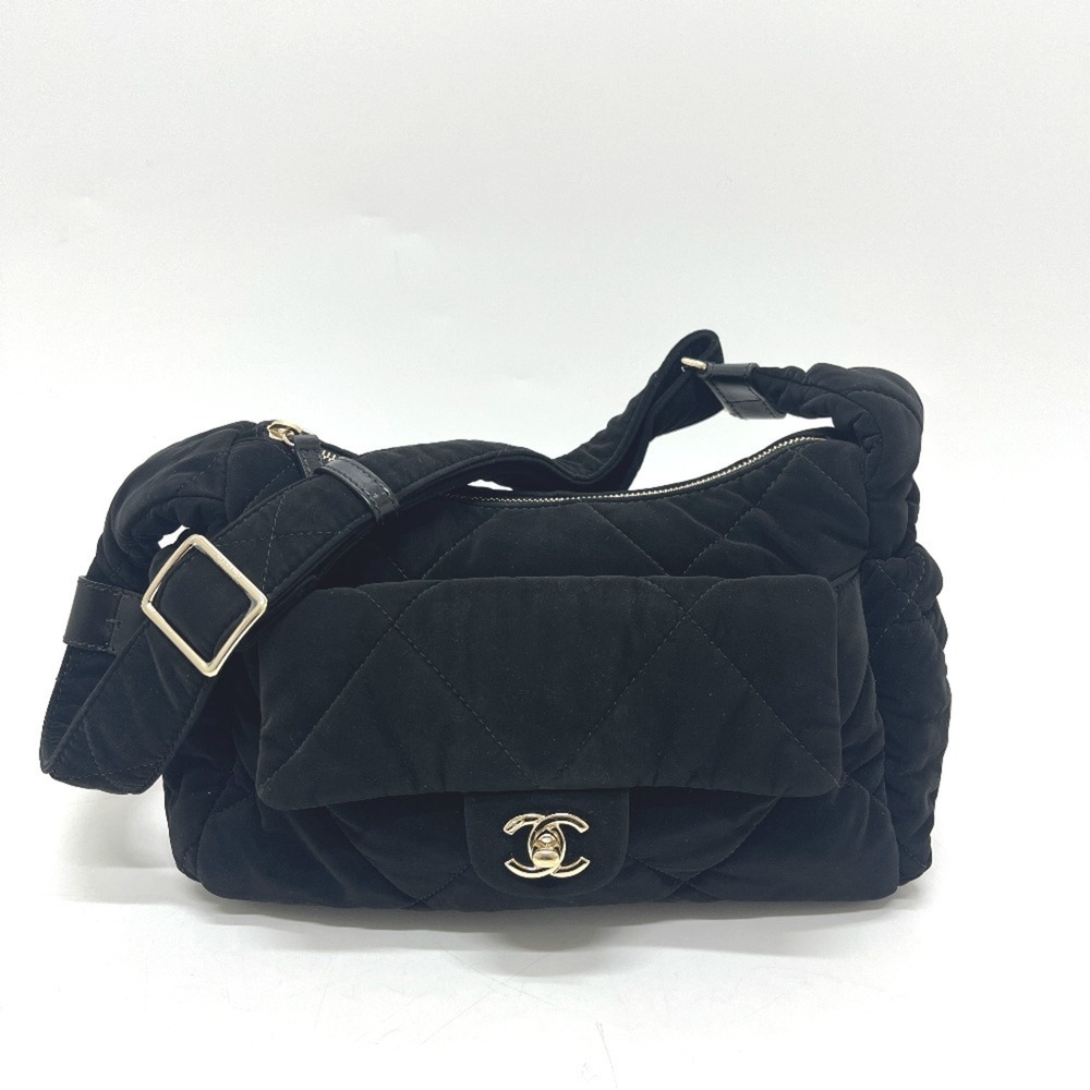 CHANEL AS5054 Matelassé Coco Mark Large Bowling Bag Handbag Crossbody Shoulde...